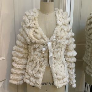 BCBG MAXAZRIA Rabbit fur cardigan sweater Size S